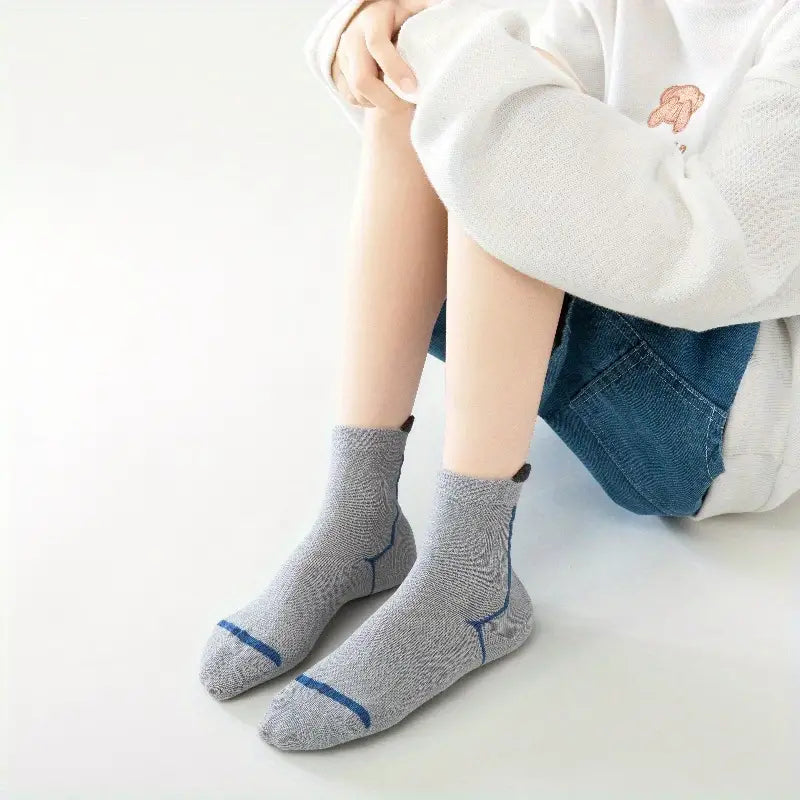 (5 Pairs) Boys' Short Crew Socks – Breathable, Comfortable, Sweat-Absorbing Fashion Socks