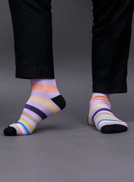 Men's Cotton Casual Rainbow striped Ankle Length Socks