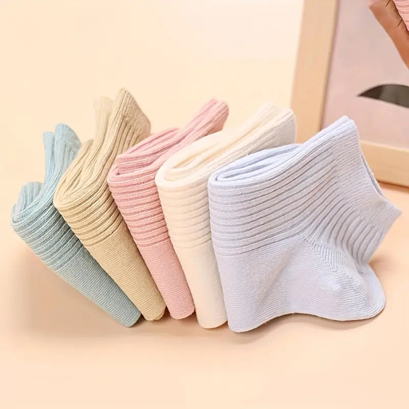 (5 Pair) of Soft & Breathable Solid Pastel Cotton Ankle Socks for Women