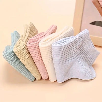 (5 Pair) of Soft & Breathable Solid Pastel Cotton Ankle Socks for Women