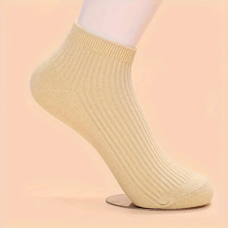 (5 Pair) of Soft & Breathable Solid Pastel Cotton Ankle Socks for Women