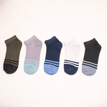 (5 Pairs) Men's Simple Cotton Low Cut Ankle Socks, Anti Odor & Sweat Absorption Breathable Socks