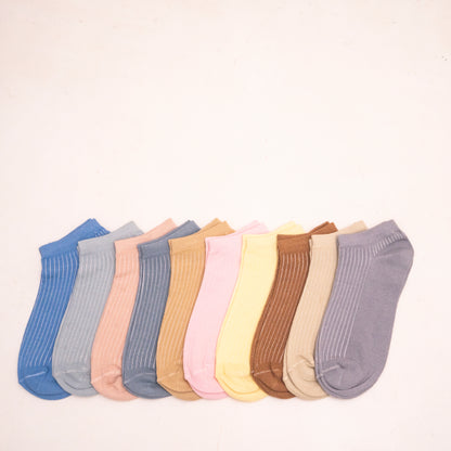 (10 Pairs) Solid Pastel Socks, Cute & Breathable Low Cut Ankle Socks, Women's Stockings & Hosiery -