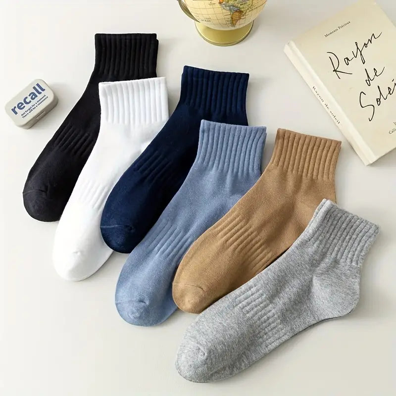 (6 Pairs) Men's Breathable Sweat-Absorbent Cotton Socks for All Seasons