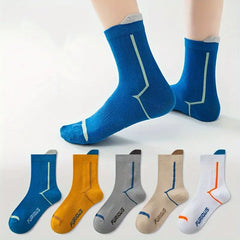 (5 Pairs) Boys' Short Crew Socks – Breathable, Comfortable, Sweat-Absorbing Fashion Socks