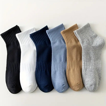 (6 Pairs) Men's Breathable Sweat-Absorbent Cotton Socks for All Seasons