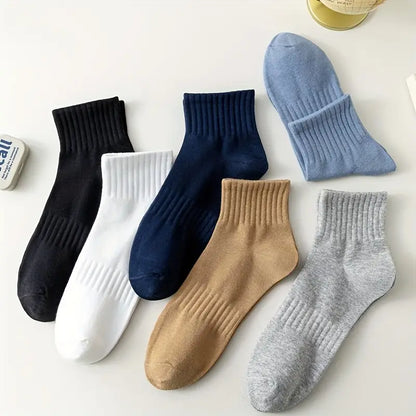 (6 Pairs) Men's Breathable Sweat-Absorbent Cotton Socks for All Seasons