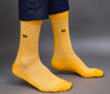 Men's Combed Cotton Ribbed Skin - Yellow - Orange Color Full Length Premium Socks - Pack of 3 Pair