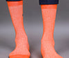 Men's Combed Cotton Ribbed Yellow - Orange Color Full Length Premium Socks - Pack of 2 Pair