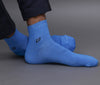 Men's Solid Color Orange & Sky Premium Cotton Ankle Length Socks - Pack of 2 Pair