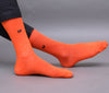 Men's Solid Color Orange - Sky Color Full Length Premium Cotton Socks For Men - Pack of 2 Pair