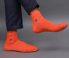 Men's Solid Color Orange & Sky Premium Cotton Ankle Length Socks - Pack of 2 Pair