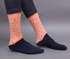 Men's Premium Cotton Polka Dot Orange - Blue & Blue - Gray Multicolor Full Length Socks - Pack of 2 Pair