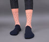 Men's Premium Cotton Polka Dot Orange - Blue & Blue - Gray Multicolor Full Length Socks - Pack of 2 Pair