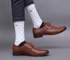 Men's Premium Cotton Polka Dot Sky - Yellow & Black - White Multicolor Full Length Socks - Pack of 2 Pair