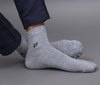 Men's Solid Color Light Gray- Miracle Blue Premium Cotton Ankle Length Socks - Pack of 2 Pair