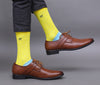 Men's Premium Cotton Polka Dot Sky - Yellow & Black - White Multicolor Full Length Socks - Pack of 2 Pair