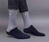 Men's Premium Cotton Polka Dot Orange - Blue & Blue - Gray Multicolor Full Length Socks - Pack of 2 Pair