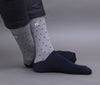 Men's Premium Cotton Polka Dot Orange - Blue & Blue - Gray Multicolor Full Length Socks - Pack of 2 Pair