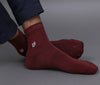 Men's Solid White-Maroon Color Premium Cotton Ankle Length Socks - Pack of 2 Pair