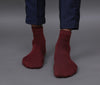 Men's Solid White-Maroon Color Premium Cotton Ankle Length Socks - Pack of 2 Pair