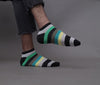 Men's Fine Nylon Striped Multi-Color Ankle Length Premium Socks For Men - Pack of 4 Pair