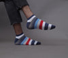 Men's Fine Nylon Striped Multi-Color Ankle Length Premium Socks For Men - Pack of 4 Pair