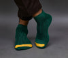 Men's Cotton Green- Yellow Casual Ribbed Ankle Length Socks