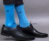 Men's Solid Color Orange - Sky Color Full Length Premium Cotton Socks For Men - Pack of 2 Pair