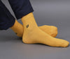 Men's Solid Color Yellow - Dark Gray Premium Cotton Ankle Length Socks - Pack of 2 Pair