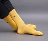 Men's Solid Color Yellow - Charcoal Color Full Length Premium Cotton Socks For Men - Pack of 2 Pair