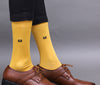 Men's Solid Color Yellow - Charcoal Color Full Length Premium Cotton Socks For Men - Pack of 2 Pair