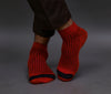 Men's Cotton Red - Black Casual Ribbed Ankle Length Socks
