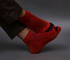 Men's Cotton Red - Black Casual Ribbed Ankle Length Socks
