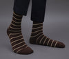 Men's Premium Cotton Striped Coffee- Maroon Color Full Length Socks For Men - Pack of 2 Pair