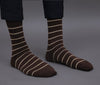 Men's Premium Cotton Striped Coffee- Maroon Color Full Length Socks For Men - Pack of 2 Pair