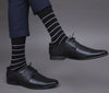 Men's Premium Cotton Striped Jade Black- Navy Blue Color Full Length Socks For Men - Pack of 2 Pair
