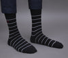 Men's Premium Cotton Striped Jade Black- Navy Blue Color Full Length Socks For Men - Pack of 2 Pair