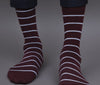 Men's Premium Cotton Striped Coffee- Maroon Color Full Length Socks For Men - Pack of 2 Pair