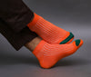 Men's Cotton Orange - Green Casual Ribbed Ankle Length Socks