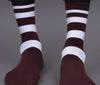 Men's Premium Cotton Half Striped Maroon- Black - Gray Color Full Length Socks For Men - Pack of 3 Pair