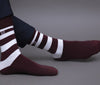 Men's Premium Cotton Half Striped Maroon- Black - Gray Color Full Length Socks For Men - Pack of 3 Pair
