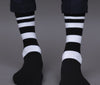 Men's Premium Cotton Half Striped Navy Blue- Gray Color Full Length Socks For Men - Pack of 2 Pair