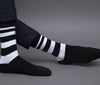 Men's Premium Cotton Half Striped Navy Blue- Gray Color Full Length Socks For Men - Pack of 2 Pair