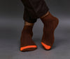 Men's Cotton Coffee - Orange Casual Ribbed Ankle Length Socks