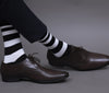 Men's Premium Cotton Half Striped Maroon - Black Color Full Length Socks For Men - Pack of 2 Pair