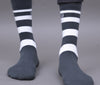 Men's Premium Cotton Half Striped Maroon- Black - Gray Color Full Length Socks For Men - Pack of 3 Pair
