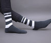 Men's Premium Cotton Half Striped Maroon- Black - Gray Color Full Length Socks For Men - Pack of 3 Pair