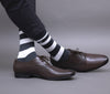Men's Premium Cotton Half Striped Maroon- Black - Gray Color Full Length Socks For Men - Pack of 3 Pair
