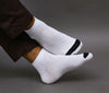 Men's Cotton White - Black Casual Ribbed Ankle Length Socks